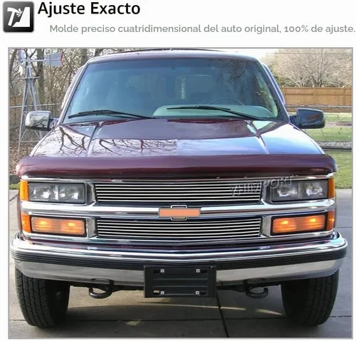 Vista 6 de Parrilla frontal cromada para Chevy C K Pickup Suburban Blazer Tahoe Billet Grill Combo Al Sólido pulido (2 piezas)