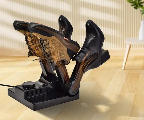 Vista 5 de Secador y Calentador Eléctrico Portátil para Zapatos y Botas con Temporizador, Calentador y Ventilador de Alta Salida, Plegable y con Estante
