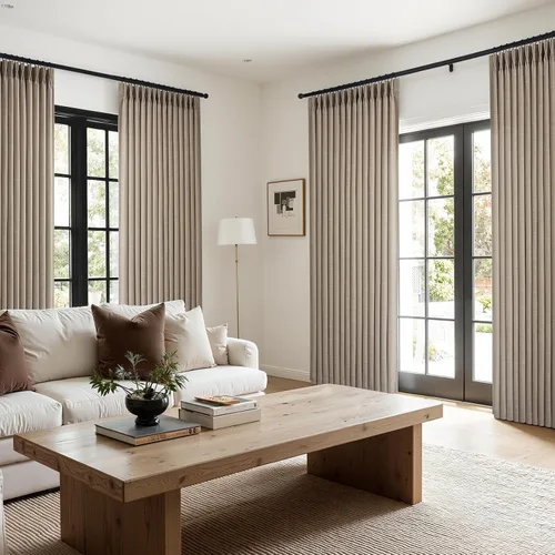 Vista 42 de Topfinel - Cortinas opacas plisadas de 96 pulgadas para dormitorio, 2 paneles Natural