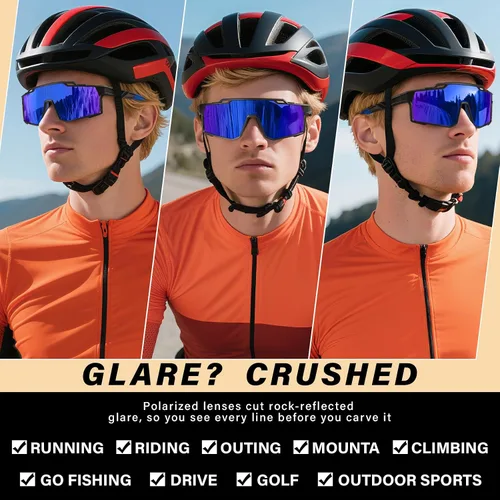 Vista 4 de Gafas de sol deportivas polarizadas para hombre, ciclismo, conducción, pesca, protección UV, ligeras, marco grande, gafas de bicicleta de montaña