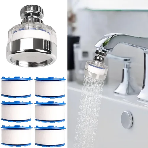 Vista 10 de Juego de 3 filtros de agua para fregadero y 18 elementos de filtro, filtro de grifo de fregadero giratorio de 360°, filtro de fregadero de baño que
