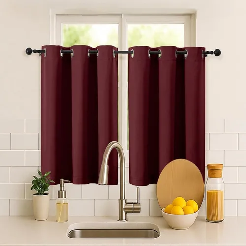 Vista 213 de Simplebrand Juego de 2 paneles de cenefa aguamarina para ventana de cocina de 14 pulgadas de largo, cortinas de oscurecimiento de habitación