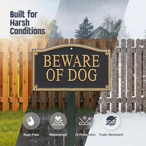 Vista 3 de SmartSign Designer Beware of Dog Placa/Marcador/Letrero con Estaca de 18 pulgadas de Alto Letrero de Metal de Aluminio de 5.75" x 9.5