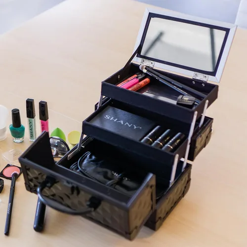Vista 5 de SHANY Caja de maquillaje elegante, caja de cosméticos, estuche de maquillaje portátil, organizador de cosméticos de belleza, almacenamiento de joyas