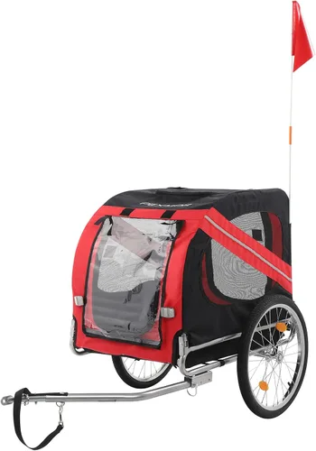 Vista 10 de PEXMOR Remolque de bicicleta para perros, carrito plegable para mascotas con enganche universal, transporte de carga para perro y ruedas de Azul