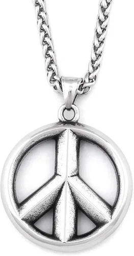 Vista 2 de Gungneer Collar con colgante de signo de la paz de acero inoxidable, accesorio de fiesta hippie para hombres y mujeres, Metal, n
