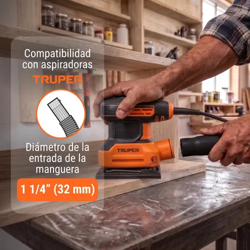 Vista 9 de Truper LIOR-1/4A3, Lijadora Orbital 1/4 Hoja 240 W Profesional