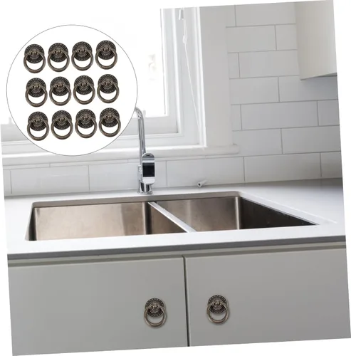 Vista 7 de 12 piezas de pomos de gabinete de cocina para muebles de cocina, manijas de anillo de armario, pomo antiguo, agujero de armario, tiradores de cajón
