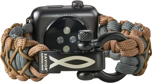 Vista 33 de Savior Survival Gear - Correa de repuesto para Apple Watch de 1.65”/42 mm, hecha de 550 cuerda de paracaídas con grillete ajustable de acero Negro