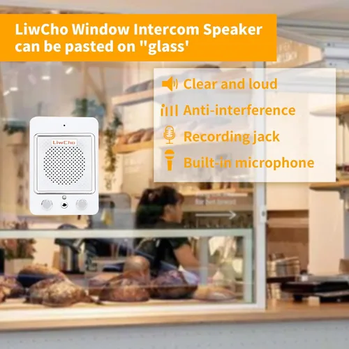 Vista 2 de Sistema de intercomunicación de altavoz de ventana, intercomunicador de contador de ventana de doble vía con cable, altavoz de alta potencia