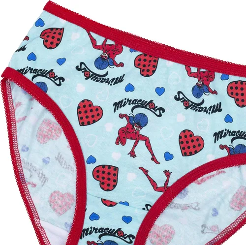 Vista 3 de Miraculous Girls' 100% Combed Cotton Ladybug Underwear in Sizes 4, 6 and 8