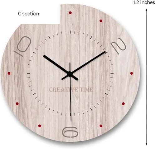 Vista 3 de Reloj de pared para sala de estar, reloj de pared de madera, reloj de cuarzo silencioso para el hogar, reloj de pared redondo para dormitorio