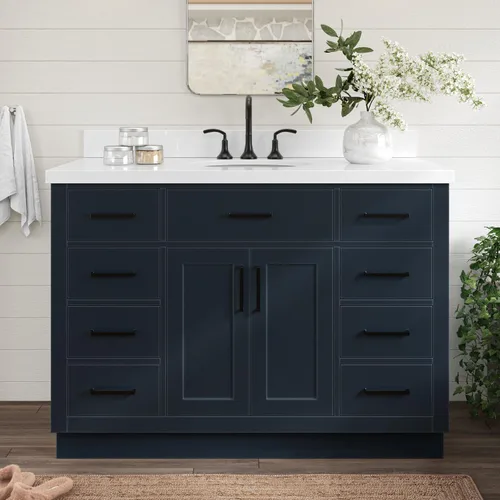 Vista 84 de ARIEL Hepburn - Tocador de baño de 30 pulgadas con fregadero, madera maciza, encimera y protector contra salpicaduras de cuarzo blanco puro de 1.5