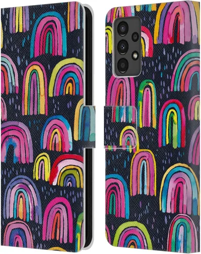 Vista 110 de Head Case Designs Officially Licensed Ninola Brushstrokes Black Summer Patterns Leather Wallet Case Compatible with Samsung Galaxy A07 4G