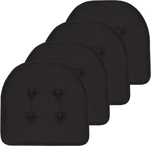 Vista 26 de Sweet Home Collection - Cojín de asiento de espuma viscoelástica y respaldo de caucho antideslizante con capitoné para silla, cojín en U, 17x16 Gris
