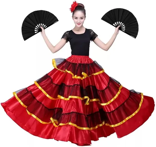 Vista 5 de Paquete de 2 ventiladores de mano plegables grandes para hombres y mujeres, fanáticos rave, ventilador chino de Kung Fu Tai Chi, abanicos de mano