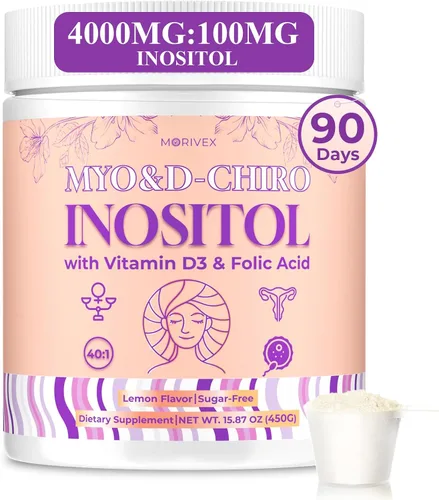 Vista 2 de Suplemento de 90 días de mio-inositol y D-quiro inositol para mujeres, suplementos de fertilidad, equilibrio hormonal para mujeres, apoyo a la salud