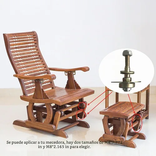 Vista 5 de 8 piezas de cojinetes de silla mecedora para muebles, piezas de conexión, tornillos para cojinetes de mecedores, kits de pernos para muebles