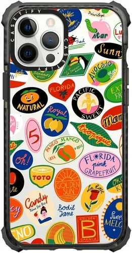 Vista 7 de CASETiFY Funda Ultra Impact para iPhone 12 Pro Max - Adhesivo Aries Moross, color negro transparente