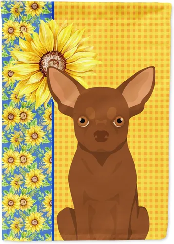 Vista 184 de Caroline's Treasures WDK5313GF Bandera de jardín con diseño de girasoles de verano, color negro y tostado, Airedale Terrier para buzón, bandera