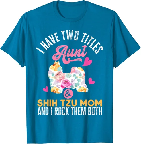 Vista 7 de I Have Two Titles Aunt and Shih Tzu Mom Camiseta divertida para perro, Negro