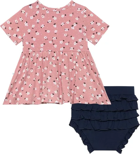Vista 2 de Posh Peanut Conjunto básico de peplum y camiseta Bloomer de manga corta - Conjunto de coñete con volantes - Viscosa suave de bambú