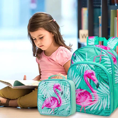 Vista 9 de gxtvo Mochila de 3 piezas, 16 pulgadas con lentejuelas y lonchera