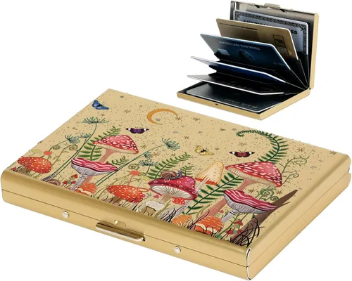 Vista 61 de BONSYL® Soporte para tarjetas de crédito, cartera delgada de metal con bloqueo RFID, con 6 ranuras para tarjetas, para mujeres y hombres.