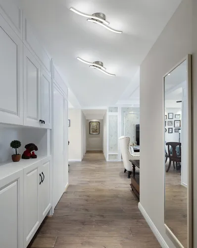 Vista 4 de EDISLIVE Moderna lámpara de techo LED regulable curva, 2 luces de 22.5 pulgadas, lámpara de techo minimalista LED empotrada para dormitorio