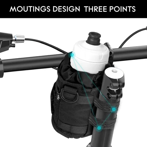 Vista 2 de Soporte para Tazas de Bicicleta, Soporte para Botella de Agua de Manillar para Bicicletas con Bolsillos de Malla, Jaula Universal para Botella