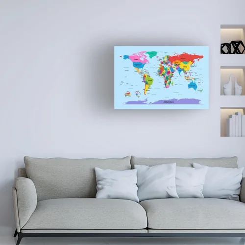 Vista 3 de Mapa mundial para niños, por Michael Tompsett, 14 x 19 pulgadas, arte de pared