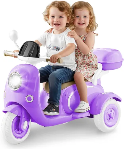 Vista 10 de HEIMILI Motocicleta eléctrica para niños, scooter eléctrico para niños de 3 años, juguete para niñas, scooter de 3 ruedas de 12V para montar