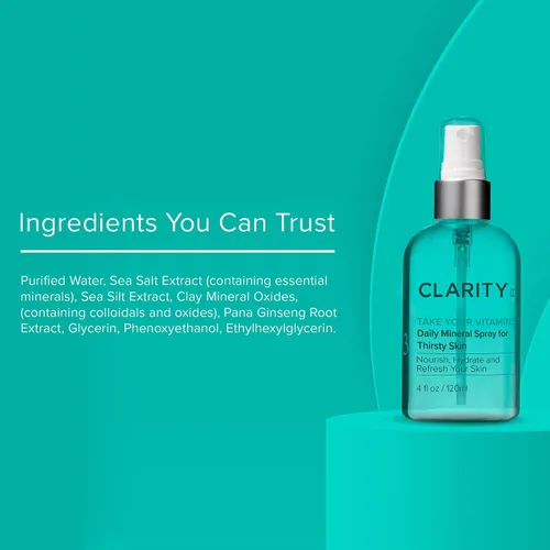 Vista 7 de ClarityRx Toma tus vitaminas en aerosol mineral diario para piel seca, hidratante natural a base de plantas para rostro y cuerpo para todo