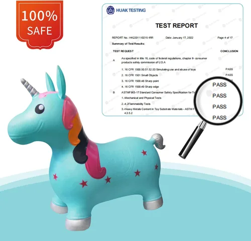 Vista 3 de HotMax Juguetes de caballo inflable de unicornio para niñas de 2 años, animales que rebotan, juguetes de salto de goma para bebé niña o niño, regalo