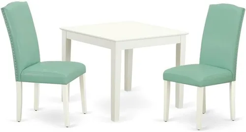 Vista 17 de East West Furniture OXEN5-LWH-57 - Juego de mesa y sillas de cocina de 5 piezas, incluye una mesa de comedor cuadrada y 4 sillas de comedor Parsons