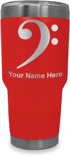 Vista 38 de LaserGram Vaso aislado al vacío de 20 onzas, clave de bajo, grabado personalizado incluido (negro) Engraved Gift for Musician, Vacuum Insulated