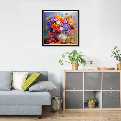 Vista 3 de Pavemlo Kits de arte de diamantes 5D para adultos, pintura al óleo, flores, arte de diamantes de taladro completo, pintura con diamantes, pintura