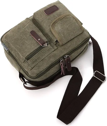 Vista 4 de Collsants Bolso bandolera pequeño de lona vintage de viaje