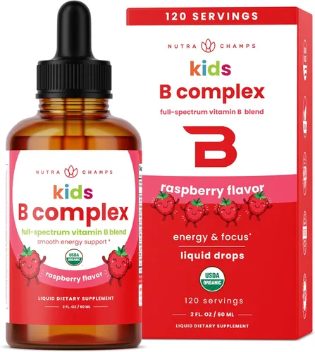 Vista 10 de Gotas líquidas orgánicas de complejo de vitamina B USDA Suplemento complejo de vitaminas B con gotas B1, B2, B3, B6, B7, B9 y metil B12