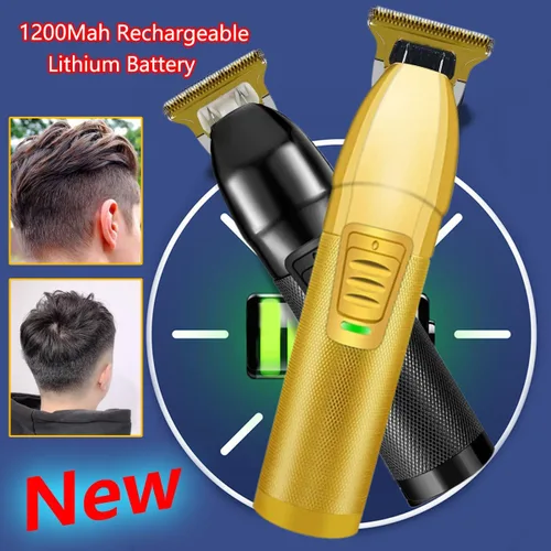 Vista 4 de Juego de 2 cortapelos para peluqueros profesionales, a la moda, recargable, con 10 peines de peinado (6.2 pulgadas, oro negro)
