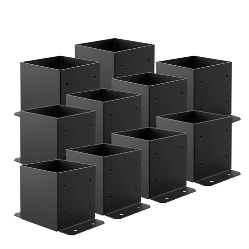 Vista 13 de SPACEEUP Base de Poste 4x4 2 Piezas, Tamaño Interior 3.6"x3.6" Base de Poste para Terraza, Anclaje de Poste Resistente con Recubrimiento en Polvo