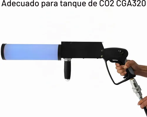 Vista 5 de Pistola de niebla de mano de CO2 para tanque de CO2 CGA320, máquina de humo con efecto de luces LED, efectos DJ, pistola de humo de niebla de CO2