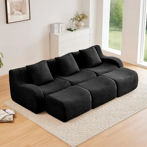 Vista 19 de Boneless Cloud - Sofá modular modular de 82.7 pulgadas, cómodo sofá biplaza de tela de peluche, sofás seccionales de asiento profundo para sala
