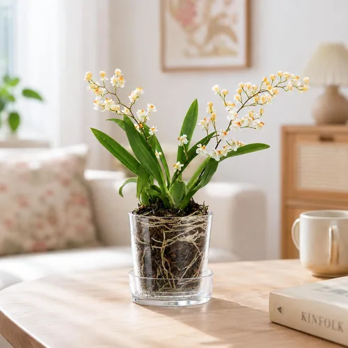 Vista 6 de Maceta Phoenix Vine de 3.5 pulgadas de acrílico transparente con bandeja, maceta para orquídeas con agujeros de drenaje, platillo profundo