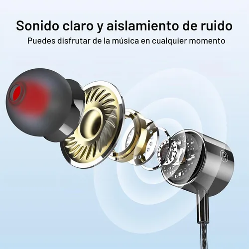 Vista 4 de Paquete de 2 auriculares con cable con micrófono, auriculares intrauditivos con cable con bloqueo de ruido y control de volumen, sonido premium