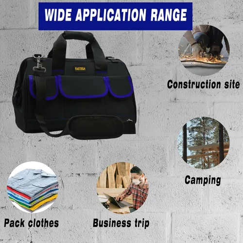 Vista 7 de FASTECH Bolsa de herramientas de 20 pulgadas, bolsa de herramientas grande, impermeable, kit de herramientas de boca ancha, organizador de bolsa