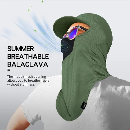 Vista 3 de SUNMECI Pasamontañas de protección solar transpirable de ala completa, máscara refrescante para pesca, barco, ciclismo, máscara solar para hombres