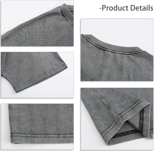 Vista 4 de Camisetas de algodón para hombre, de gran tamaño, unisex, de manga corta, casual, holgada, de lavado, unicolor, básicas