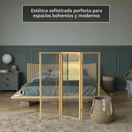 Vista 6 de Partición de plástico transparente corto de 4 pies Natural 3 paneles