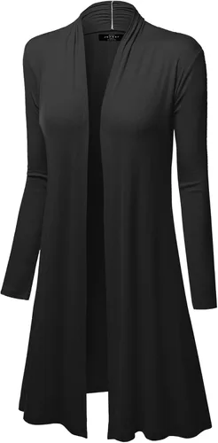 Vista 5 de Made By Johnny Women's Solid Long Sleeve Open Front Drape Long Cardigan Duster - Comfortable & Stylish Outerwear